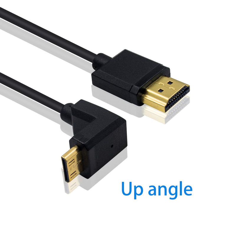 Duttek Mini HDMI to Standard HDMI Cable, HDMI to Mini HDMI Cable, Ultra-Thin UP Angled 90 Degree Mini HDMI Male to HDMI Male Cable Support 4K Ultra HD, 1080p, 3D(HDMI 2.0) (15cm/6 inch) UP Angled 15cm