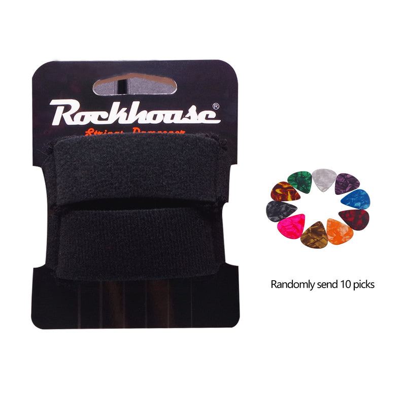 Rockhouse String Muter, Universal Guitar Fret Dampener, String Wraps for 4-string, 6-string instruments Black 2-pack(Small, Medium)