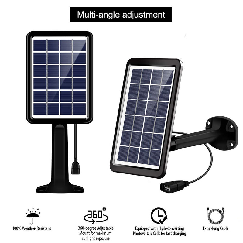 JESSY Solar Panel with 10ft/3m Outdoor Power Charging Cable Compatible with Ring Spotlight Cam Battery - Power Your Ring Surveillance Camera Continuously (Black)
