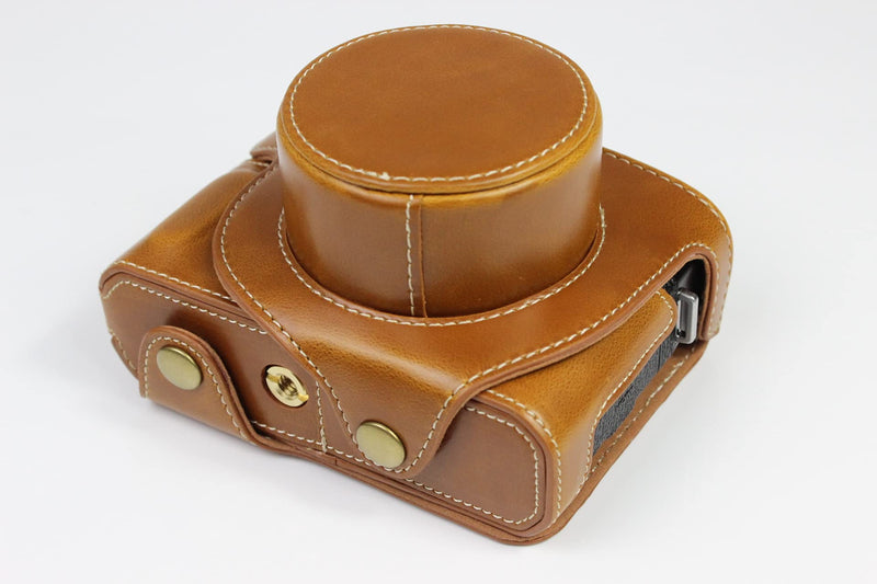X-E4 Case, BolinUS Handmade PU Leather Fullbody Camera Case Bag Cover for Fujifilm Fuji X-E4 XE4 XF 27mm Lens F2.8 Bottom Opening Version + Neck Strap + Mini Storage Bag (Brown) Brown