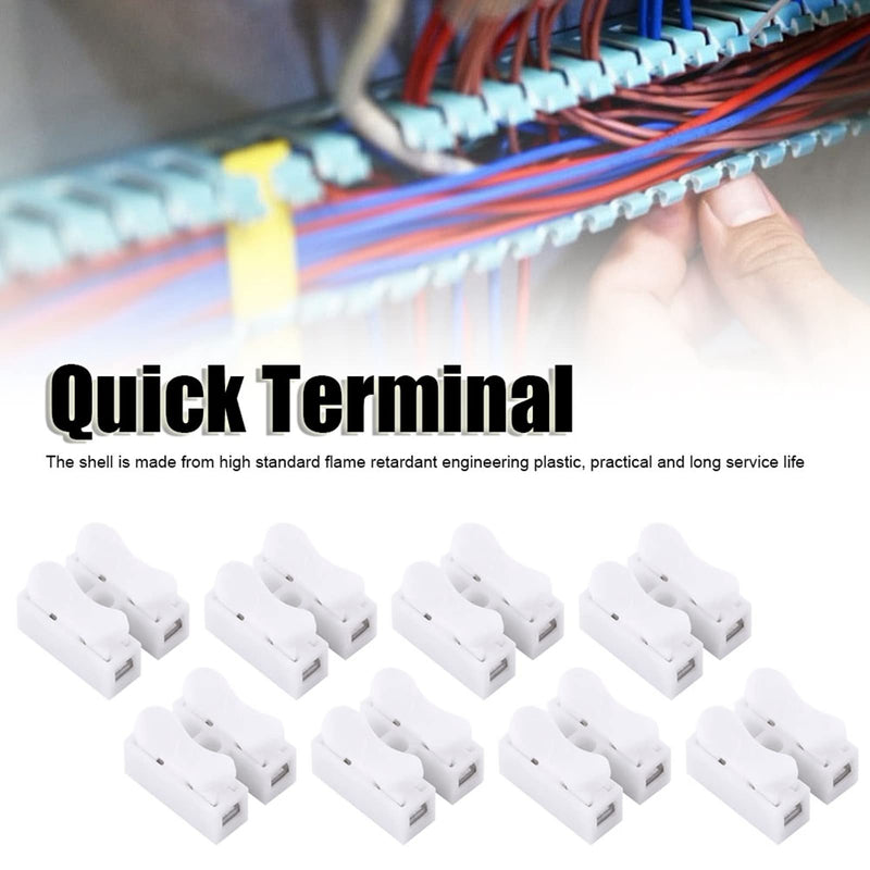 2 Pin Wire Connectors, 100Pcs Spring Wire Connectors Terminal Cable Clamp Connectors, Quick Terminal Wire Connector for Wire LED Strip Light Wire Connecting