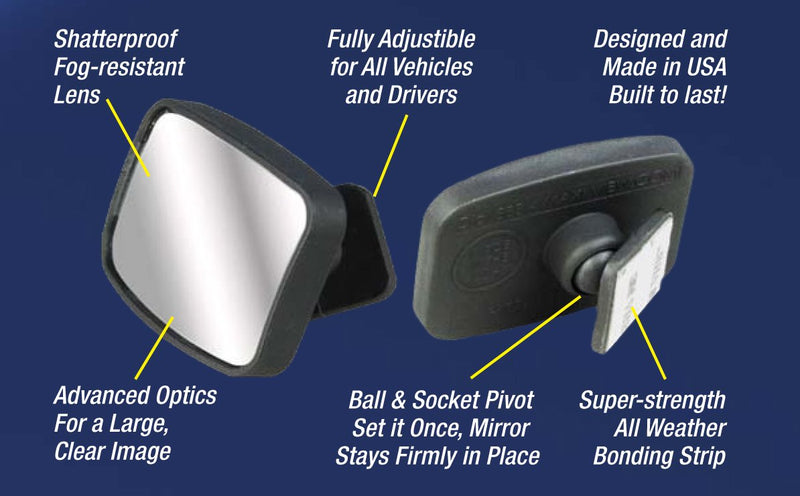 Made in USA, HD Metal Lense 360° Blind Spot Mirrors 2