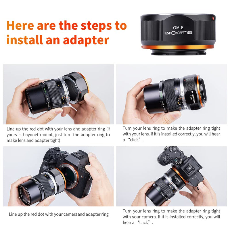 [AUSTRALIA] - K&F Concept Lens Mount Adapter OM-E Manual Focus Compatible with Olympus OM SLR Lens and Sony E Camera Body 