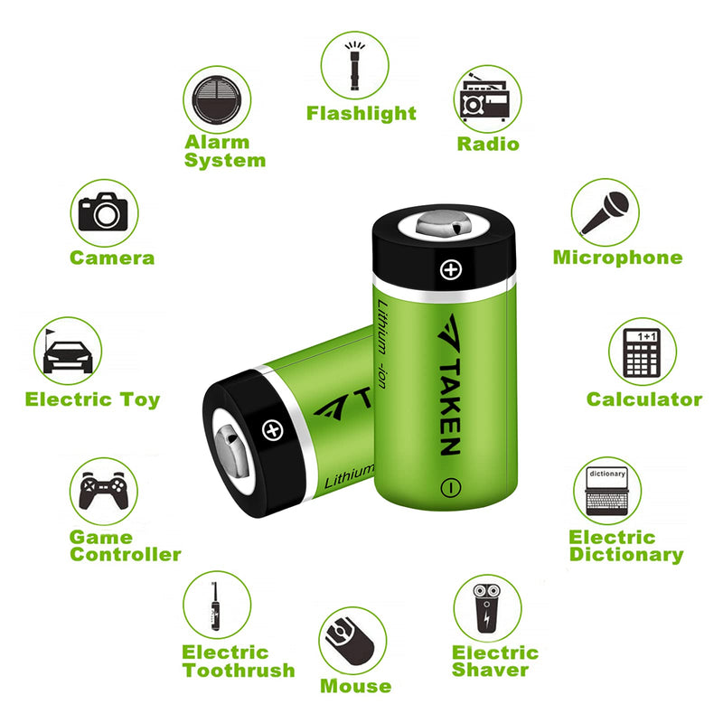 Taken 4 Pack 3.7V 750mAh Rechargeable Batteries for Arlo Cameras (VMC3030/VMK3200/VMS3330/3430/3530), Flashlight, Microphone