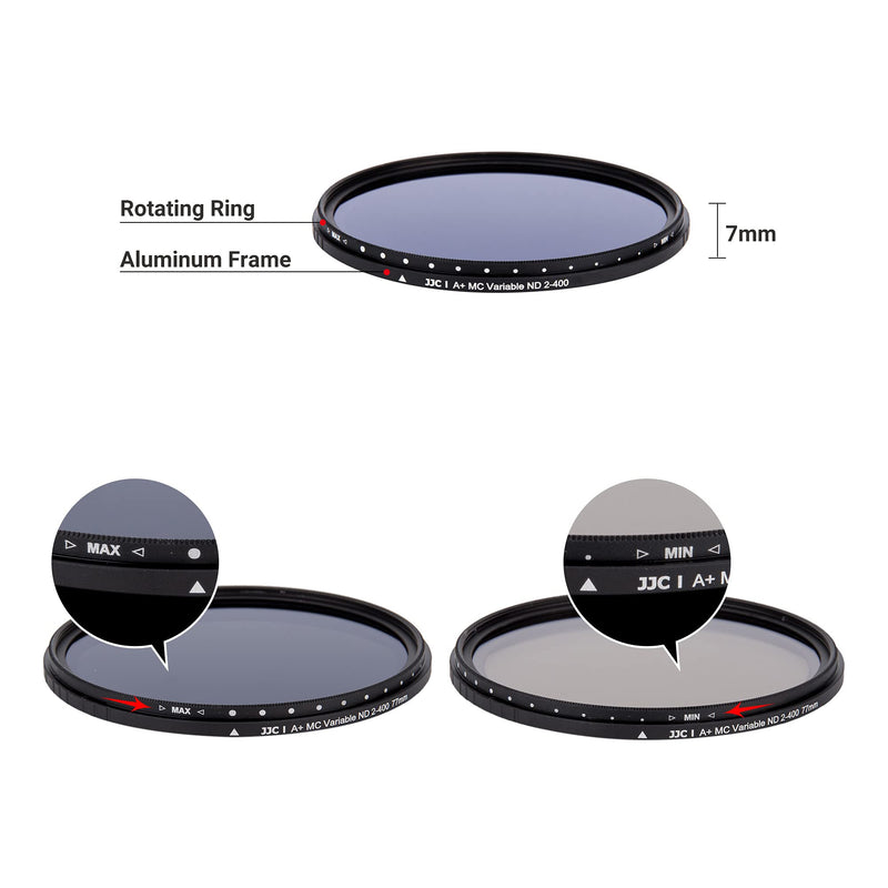 [AUSTRALIA] - JJC 49mm Variable Neutral Density Filter ND2 to ND400, Slim Fader ND Filter for Canon EOS M6, M6 Mark II, M5, M50, M50 Mark II, M200 with Canon EF-M 15-45mm f/3.5-6.3 Lens & More with 49mm Thread 