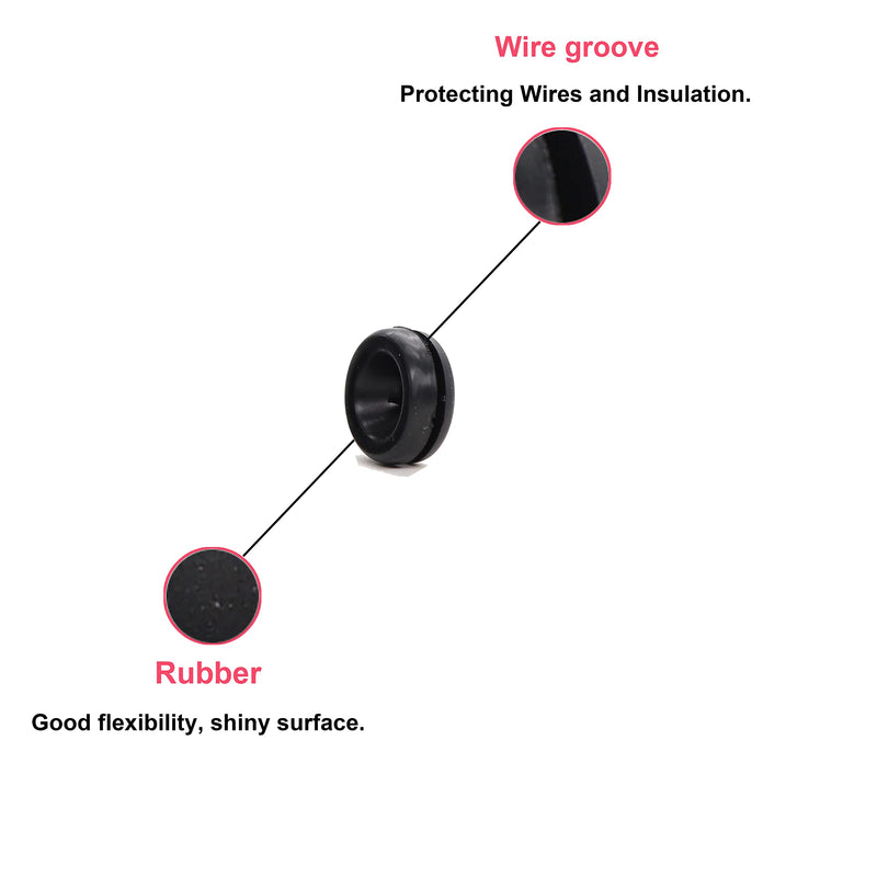 cSeao 170pcs Black Rubber Grommet Assortment Kit, 7 Sizes Eyelet Ring Gasket 1/4" 5/16" 3/8" 7/16" 1/2" 5/8" 3/4" 7/8" 1"