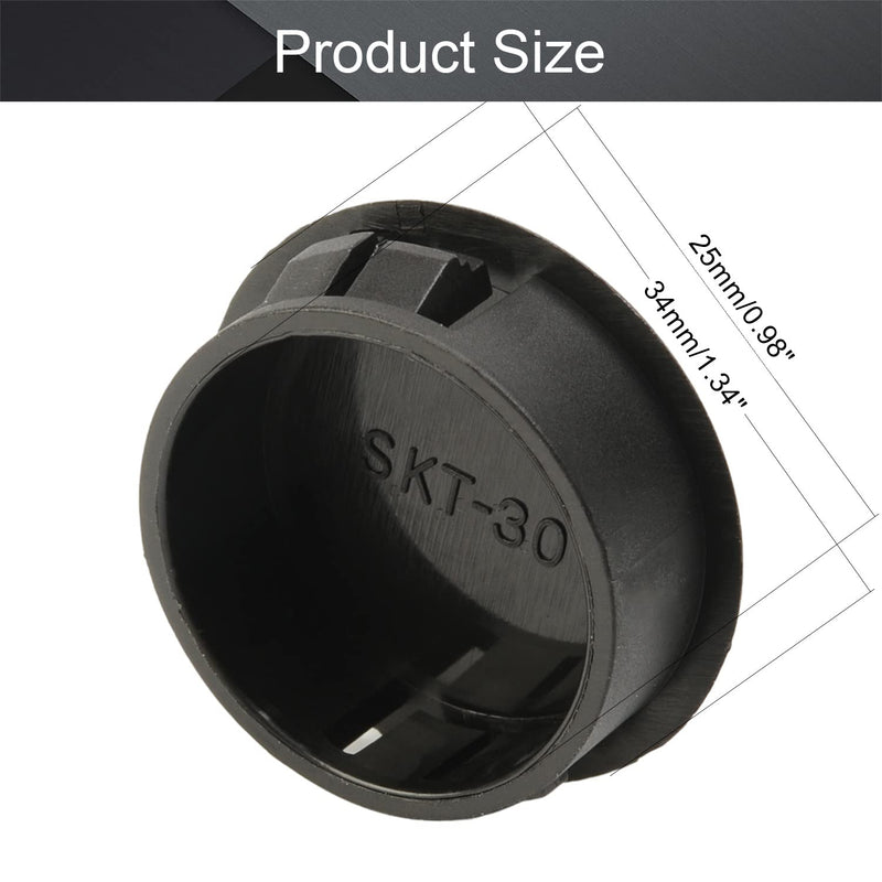 Fielect 100pcs Hole Plugs 30mm x 11.5mm Black Nylon Round Snap Panel Locking Hole Plugs Cover Cable Snap Bushing SKT-30