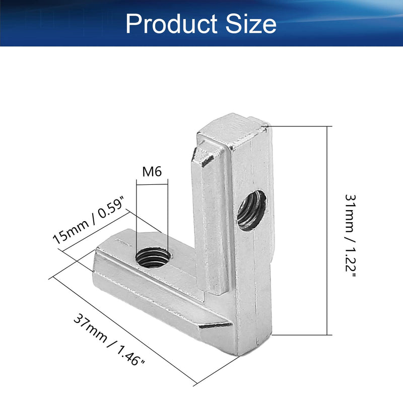 [AUSTRALIA] - Yinpecly T Slot L-Shape Corner Bracket 3030 Series 90 Degree Zinc Alloy Interior Joint Bracket Suitable for 8mm Slot Aluminum Extrusion Profile with Screws Silver Tone 10pcs 