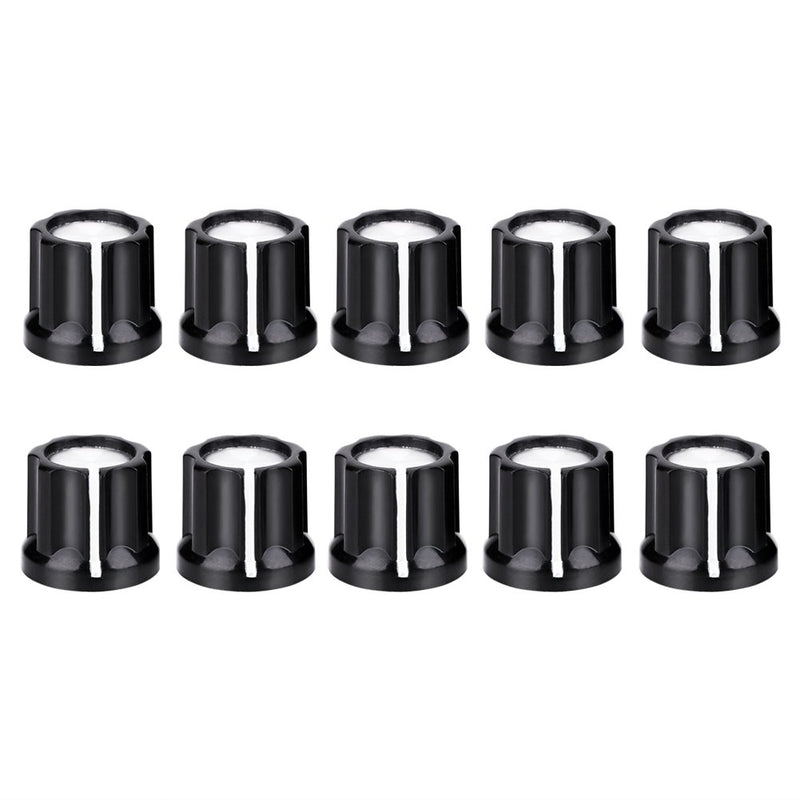 Volume Knobs, 10Pcs Black Metal Liner Taper Rotary Potentiometer Control Knobs Cap Adjustable for D Shaped Shaft Electric Guitar Bass