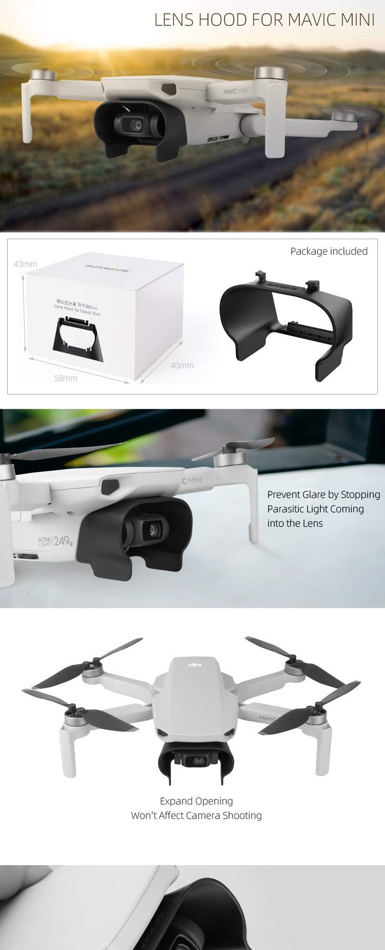 Mavic Mini/Mini 2 Lens Hood Sunshade Gimbal Guard for DJI Mavic Mini/Mini 2