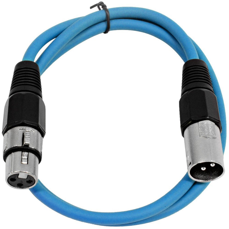 [AUSTRALIA] - SEISMIC AUDIO - SAXLX-2-6 Pack of 2' Blue XLR Male to XLR Female Patch Cables - Balanced - 2 Foot Patch Cords 