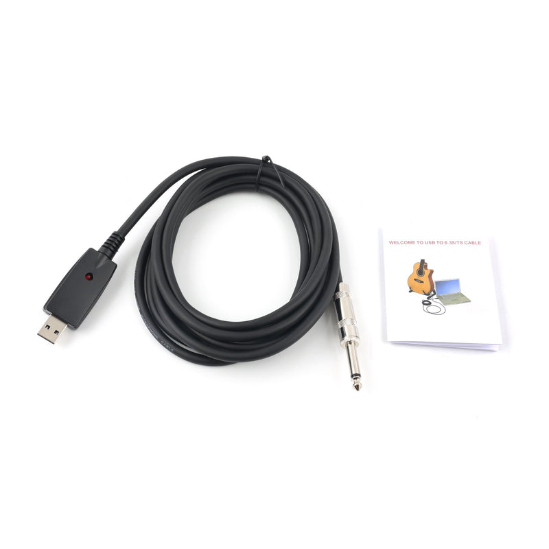 [AUSTRALIA] - SiYear USB Guitar Cable -USB 2.0Interface Male to 6.35mm (1/4inch) TS Mono Electric Guitar Converter Cable, Studio Audio Cable Guitar Computer Connector Cord Adapter for Instruments Recording Singing USB-6.35TS-3M 