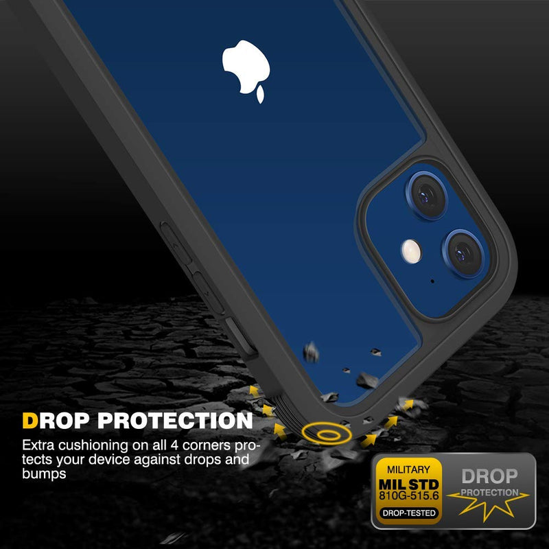 Diaclara Designed for iPhone 12/12 Pro Case, Full Body Rugged Case with Built-in Touch Sensitive Anti-Scratch Screen Protector, Soft TPU Bumper Case for iPhone 12/12 Pro 6.1" (Black and Clear) Black and Clear