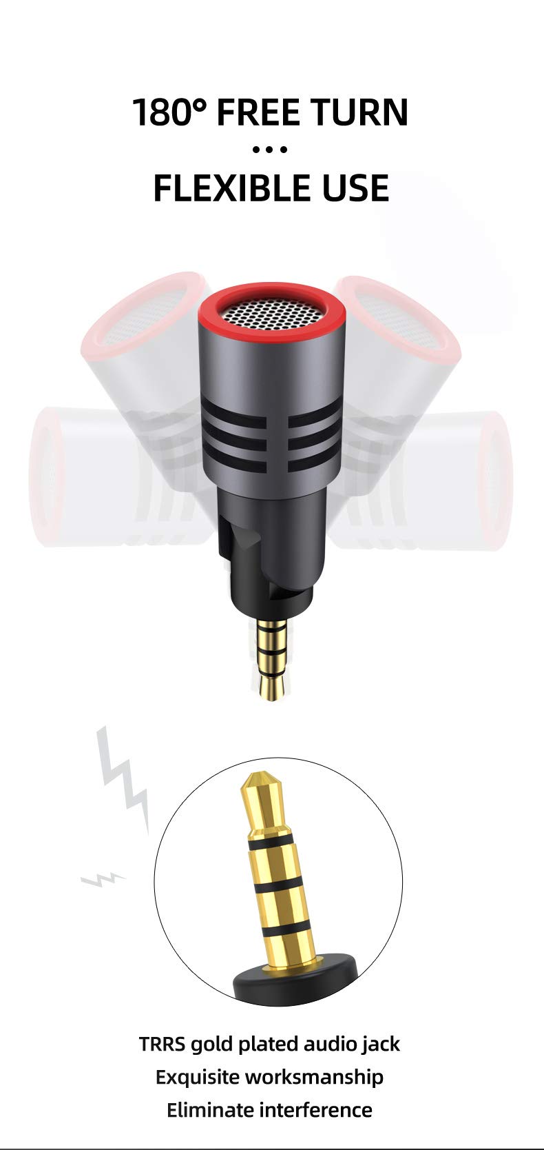 SabineTek Vlogmic+ - Unidirectional Plug-in Microphone for SmartMike+, Enhance Sound Pick Up Quality w/Active Noise Reduction