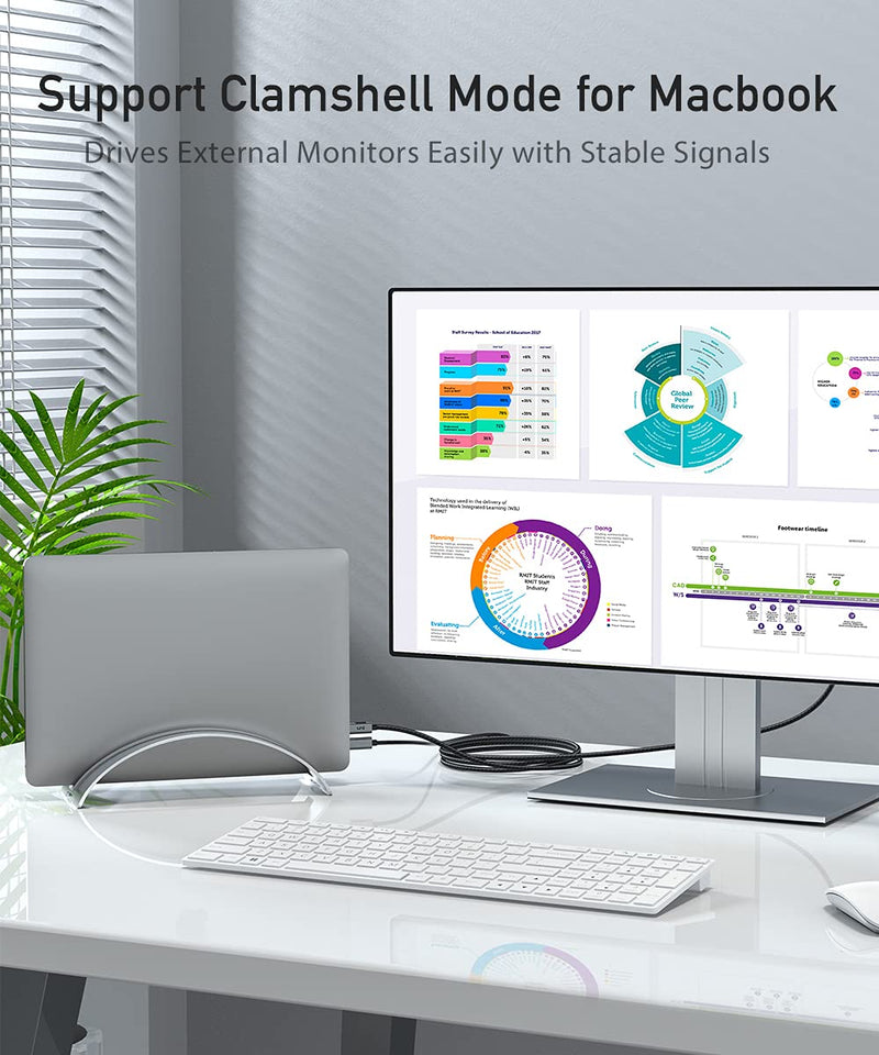 USB C to DisplayPort Cable for Home Office (4K@60Hz, 2K@165Hz), uni Sturdy Aluminum DisplayPort to USB C Cable [Thunderbolt 3 Compatible] for MacBook Pro, MacBook Air/iPad Pro 2020/2018, XPS 15/13 6ft 1