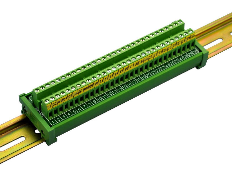 Electronics-Salon DIN Rail Mount 30 Position 24A / 400V Screw Terminal Block Distribution Module.