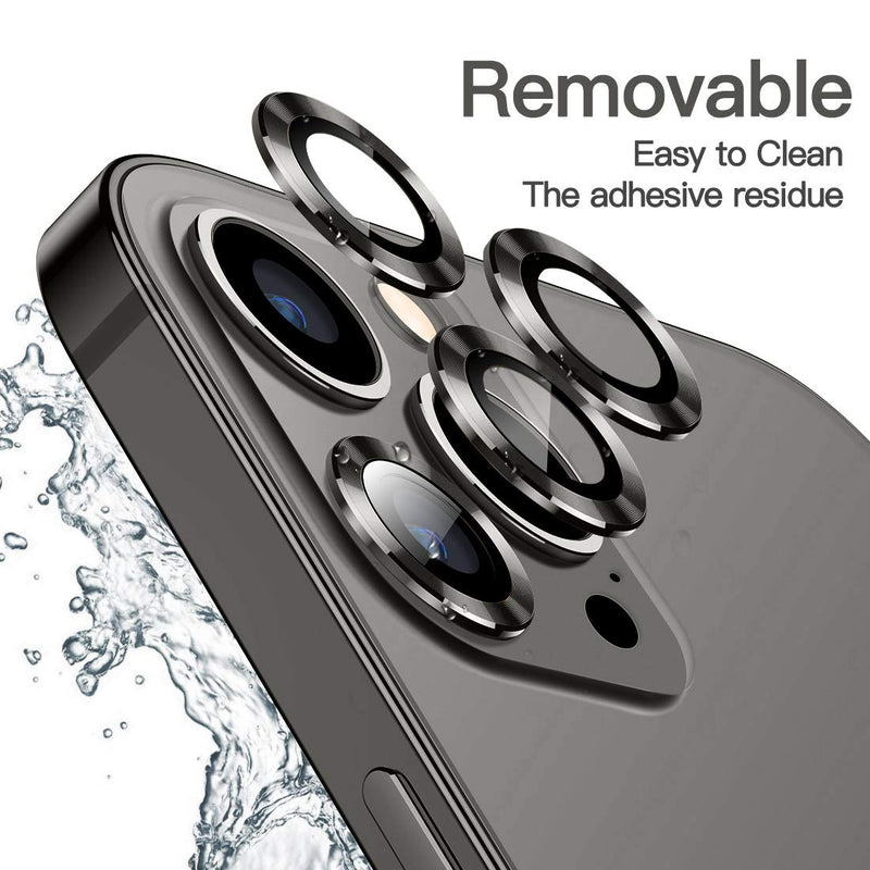 Hoerrye For Iphone 12 Pro Max Camera Lens Protector, Metal Full Cover + Tempered Glass Circle Screen Protection For Iphone 6.7'' - Graphite Black