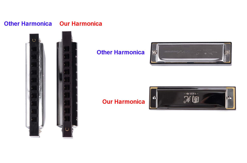 Rayzm Harmonica, 10 Holes 20 Tones Diatonic Harmonica, C key Blues Harp Harmonica for Adults & Children, Responsive Phosphor Bronze Reeds, Resin Comb