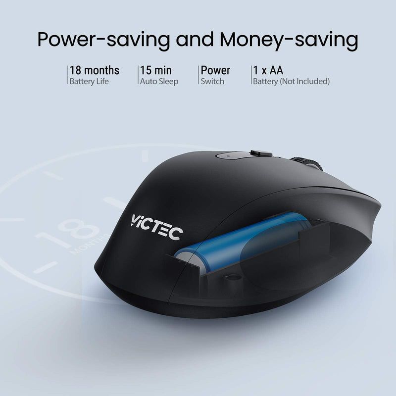Computer Mouse Wireless, VICTEC Wireless Mouse, Ergonomic Silent Mouse with 5 Adjustable DPI & USB Receiver, Comfortable Mouse for Laptop, Chromebook, Notebook, PC, Tablet, Desktop