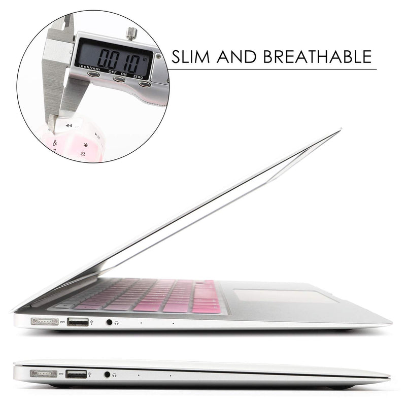 Allinside Pink Ombre Keyboard Cover Skin for MacBook Pro 13" 15" 17" (2015 or Older Version), MacBook Air 13" A1369/A1466, Older iMac Wireless Keyboard MC184LL/B 2010-2017 MacBook Air 13 & 2008-2015 Mac Pro 13/15 Ombre Pink