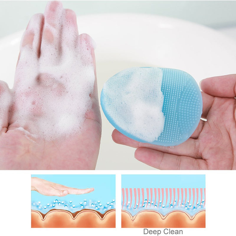 Super Soft Silicone Face Cleanser and Massager Brush Manual Facial Cleansing Brush Handheld Mat Scrubber For Sensitive, Delicate, Dry Skin (Pack of 4) 4 Mix Color