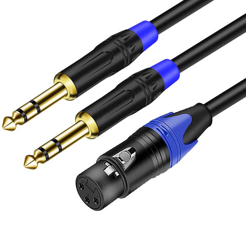 Dual 6.35mm 1/4 Inch to XLR Microphone Cable, Dual Mono 6.35mm Male to XLR Female Audio Y Splitter Patch Cord, Female 3-Pin XLR to Dual 1/4'' (6.35mm) TS Male Converter Adapter Cable- (1PACK/11.8inch)