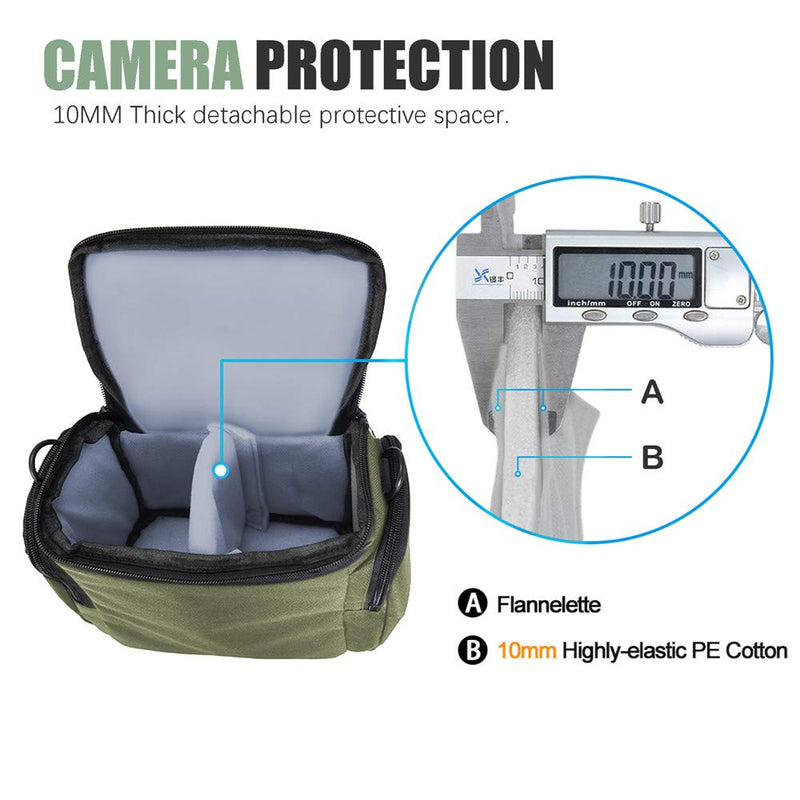 [AUSTRALIA] - Cwatcun Camera Case Bag Single Shoulder Crossbody Compact Camera Bag Case Compatible for Canon Nikon Sony SLR DSLR Mirrorless Cameras and Lenses Waterproof Green 1.0 GREEN S 