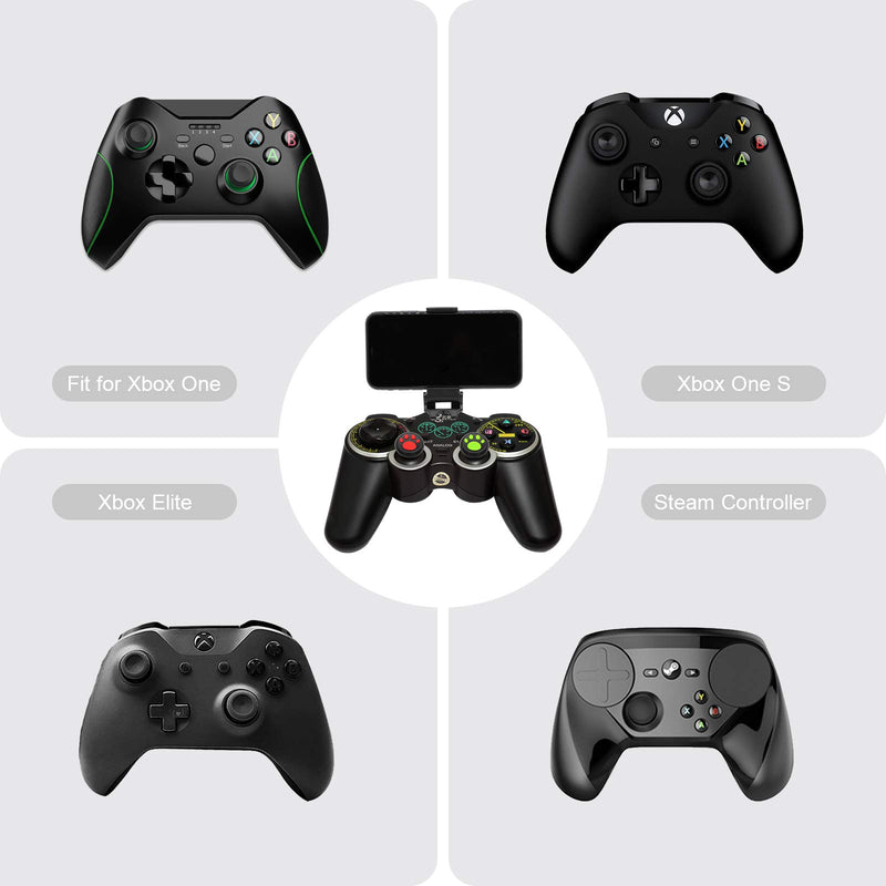 Foldable Controller Mount Clip for Phone, 2 Pieces Mounts and 4 Pieces Thumb Grip Caps, Compatible with XBOX One/XBOX One S/Xbox One X, SteelSeries Nimbus/Steam Controllers