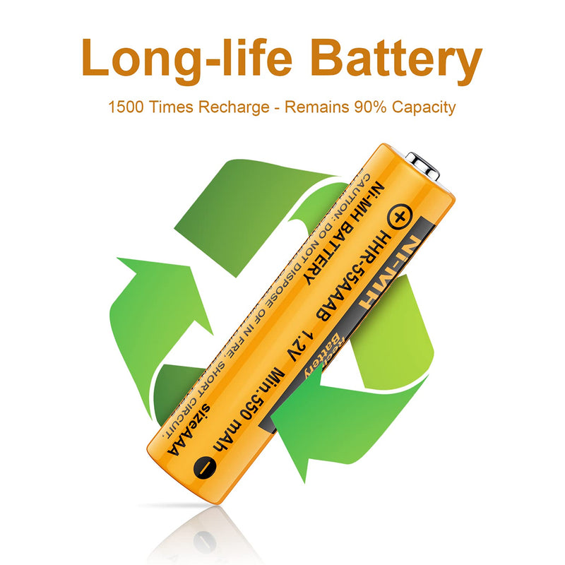 4 Pack 550mAh 1.2V AAA Rechargeble Battery,HHR-55AAABU NI-MH Replacement Battery for Pasonic Cordless Phones