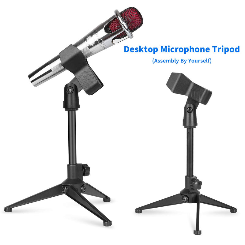 [AUSTRALIA] - Depusheng Microphone Stand Adjustable Microphone Stand Foldable Mic Clamp Clip Holder Stand Metal Tripod 