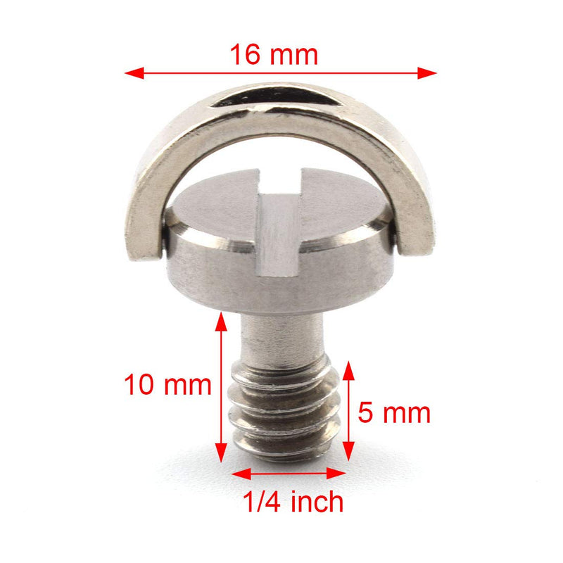 1/4"-20 D-Ring Camera Fixing Screw, SDTC Tech 2 Pack D Shaft Quick Release Plate Mounting Screws 10mm Length for Camera Tripod/Monopod (Stainless Steel) d-ring screw
