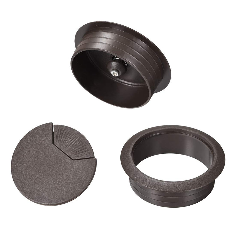 uxcell Cable Hole Cover, 2" Plastic Desk Grommet for Wire Organizer, 10 Pcs (Dark Brown)