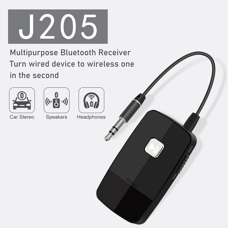 BANIGIPA Bluetooth 5.0 Receiver for Home Stereo, Wireless Audio Adapter with 3.5mm or RCA Aux Jack for Car Speaker, HIFI Music Streaming with Advanced CSR Chip, 16 Hours Playtime, 1 Second Turn On/Off
