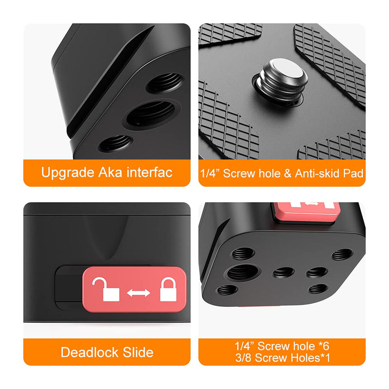 Upgrade Claw Quick Release Plate 2 Plate Kit , Quick Release System QR Plate with Arca Swiss Slot Universal 1/4" to 3/8" Screw for Tripod/Monopod/Slider Compatible with Canon/Sony/Nikon Camera upgrade 2 Plate Kit