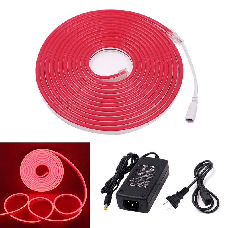 [AUSTRALIA] - XUNATA LED Strip Lights, LED Neon Light Rope, Outdoor Flexible Light, DC 12V 16.4 Ft/5m 2835 600 LEDs Silicone Tape Light for Home, Indoors, Outdoors Decor DIY(Red) Red 