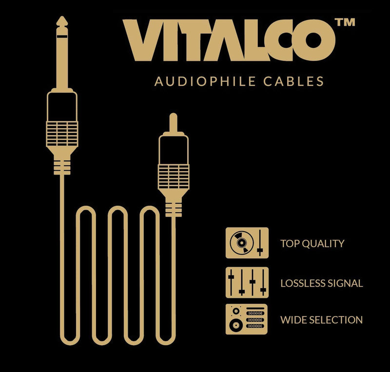 XLR Male to Jack 6.35 1/4" Mono 1.5m Cable Vitalco 3 Pin Microphone to TS 1/4 Inch Lead