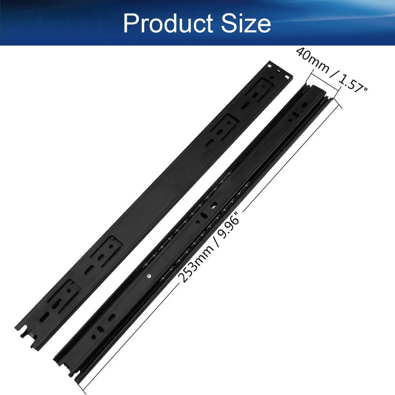 Yinpecly Metal Ball Bearing Side Mount Drawer Slides 18" Cold Rolled Steel for Furniture Drawers Full Extension Ball Bearing Slide Track Rail 100 LB Bearing Capacity Side Mount Black 1pcs