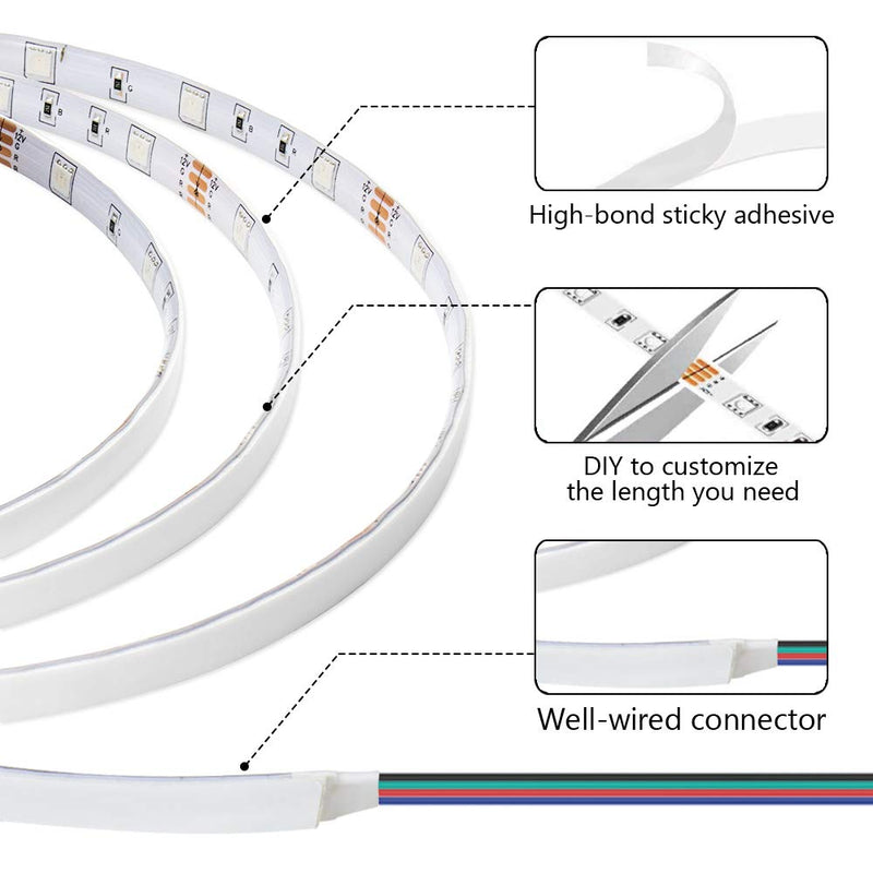 [AUSTRALIA] - LED Strip Lights, 16.4ft RGB Color Changing Light Strip Kit with Remote and Control Box, Waterproof Flexible Phone App Controlled Music Light Strip with Bright 5050 LED, for Room TV Cupboard Party 