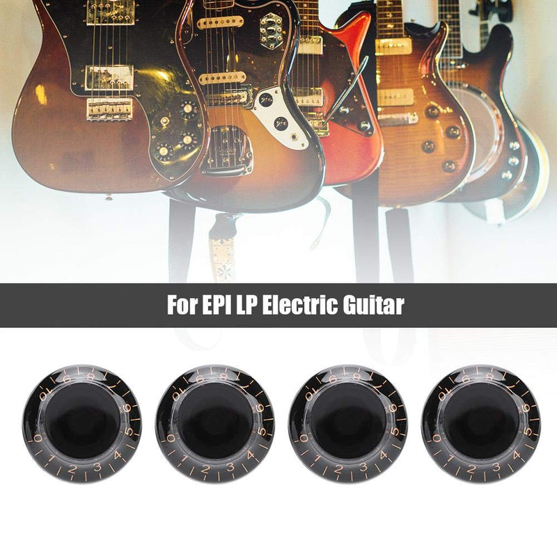 Dilwe Guitar Control Knobs, 4 Pcs Speed Tone Volume Control Knobs for EPI LP Electric Guitar Accessory Black+Gold