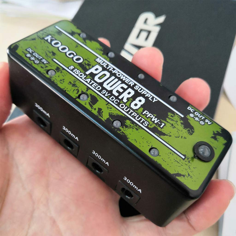 Koogo Guitar Pedal Power Supply Mini Power with 8 Isoluted Out Put 9V DC 300mA Short Circuit Protection US Adapter