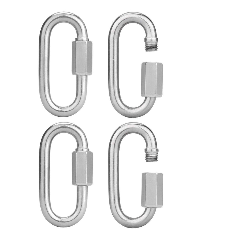 Lependor Quick Link Oval Carabiner Chain Zinc Plated Steel D Shape Locking Carabiner Quick Link Chain 4 Pcs M8 (5/16")
