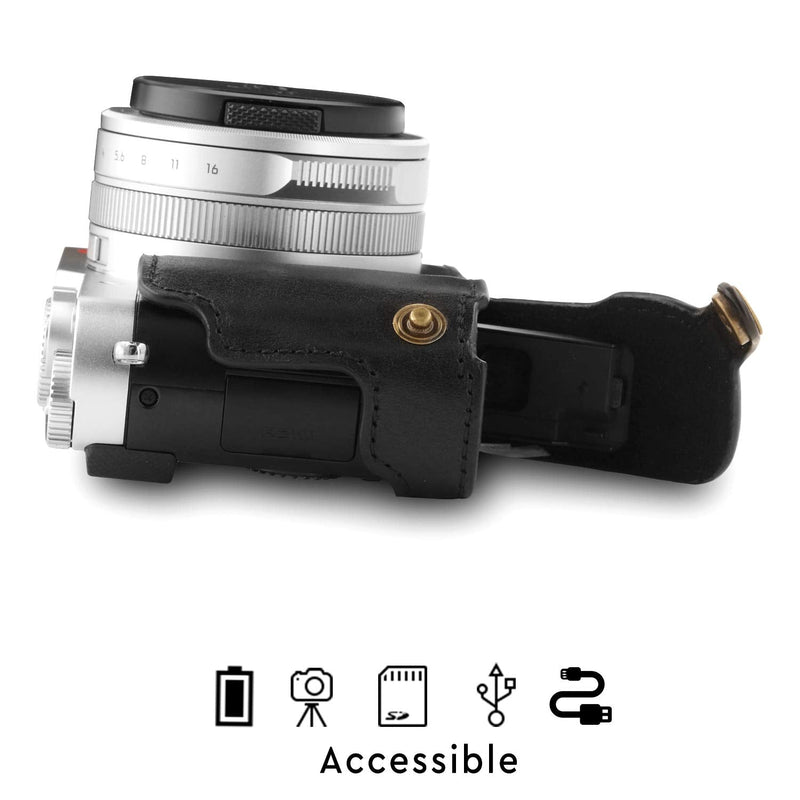 MegaGear Ever Ready Genuine Leather Camera Case Compatible with Leica D-Lux 7 Black