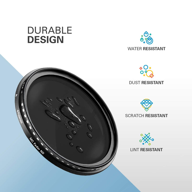 Polaroid Optics 55mm Multi-Coated Variable Range [ND3, ND6, ND9, ND16, ND32, ND400] Neutral Density Fader Filter ND2-ND2000 - Compatible w/ All Popular Camera Lens Models 55 mm