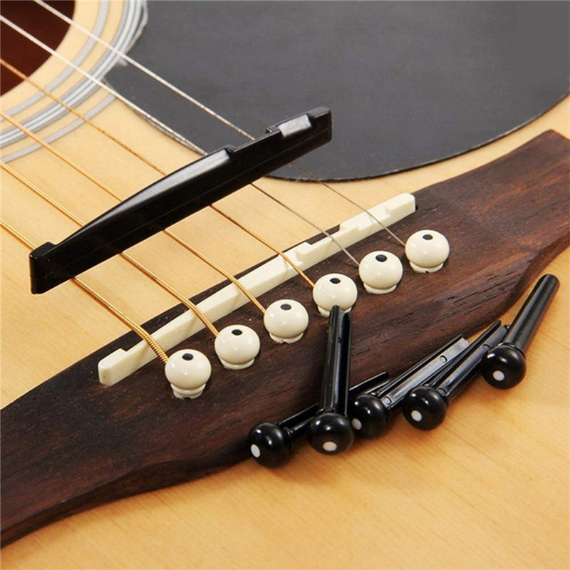 24pcs Acoustic Guitar Bridge Pins Pegs with 1pc Bridge Pin Puller Remover, Ivory & Black-Jinlop