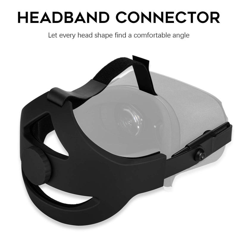 Orzero 1 Set Headband with 2 Head Cushion Compatible for Oculus Quest. Exchangeable Adjustable Protective Strap - Black