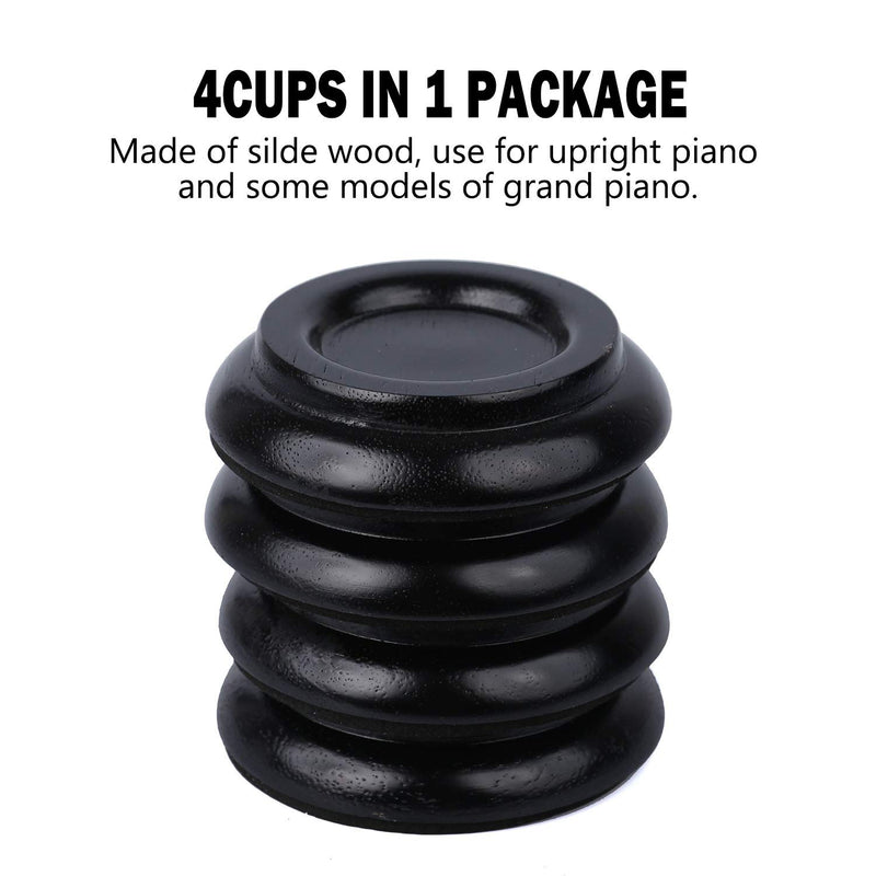 Piano Caster Cups Grand Upright Piano Wheels Feet Floor Protectors Casters Cups Wood Sliders Set of 4, Black