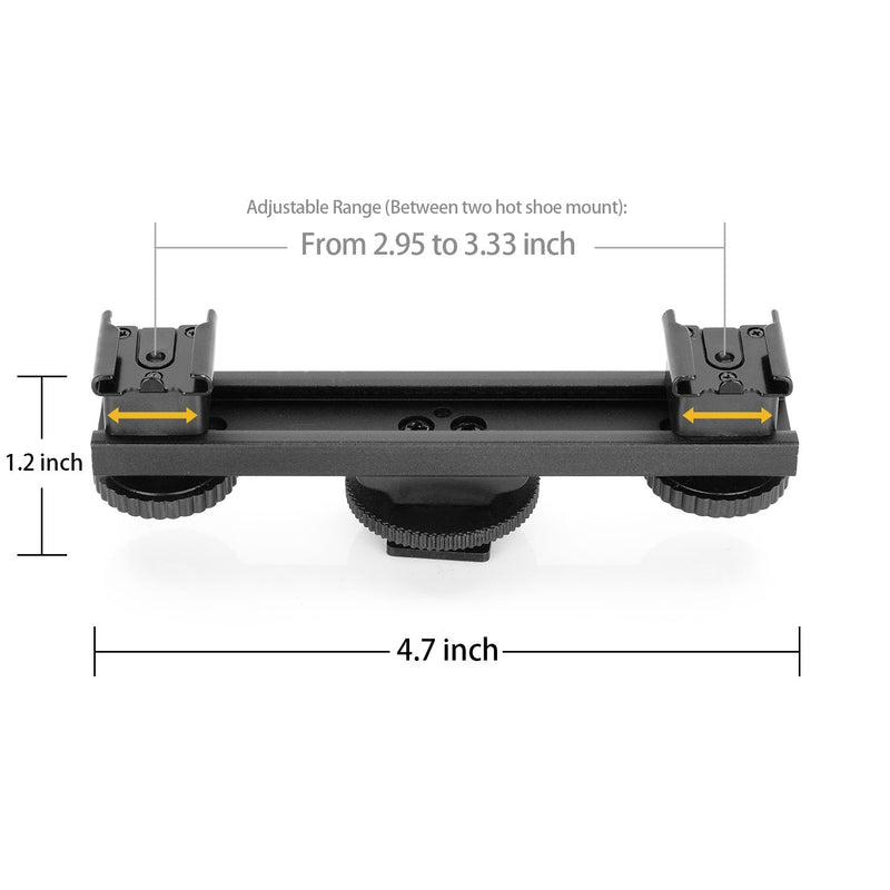 Cold Shoe Extension Bracket Dual Camera Mount, ChromLives Straight Bar Mount Dual Flash Bracket Compatible with Nikon Canon Sony Olympus DSLR Camera Camcorder DV Flash