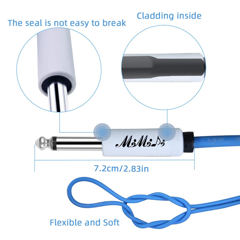 [AUSTRALIA] - Electric Guitar Instrument Cables 10 Ft- 3 M 1/4 Inch Straight to Right Angle Bass Keyboard AMP Instrument Cable, with Blue TPE Insulate Jacket, pro Audio- Single 