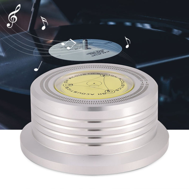 Diyeeni 50Hz LP Record Weight Stabilizer, Record Clamp LP Disc Stabilizer with Built-in Bubble Level for Vibration Balanced Realistic Sound Reproduction(Silver) Silver