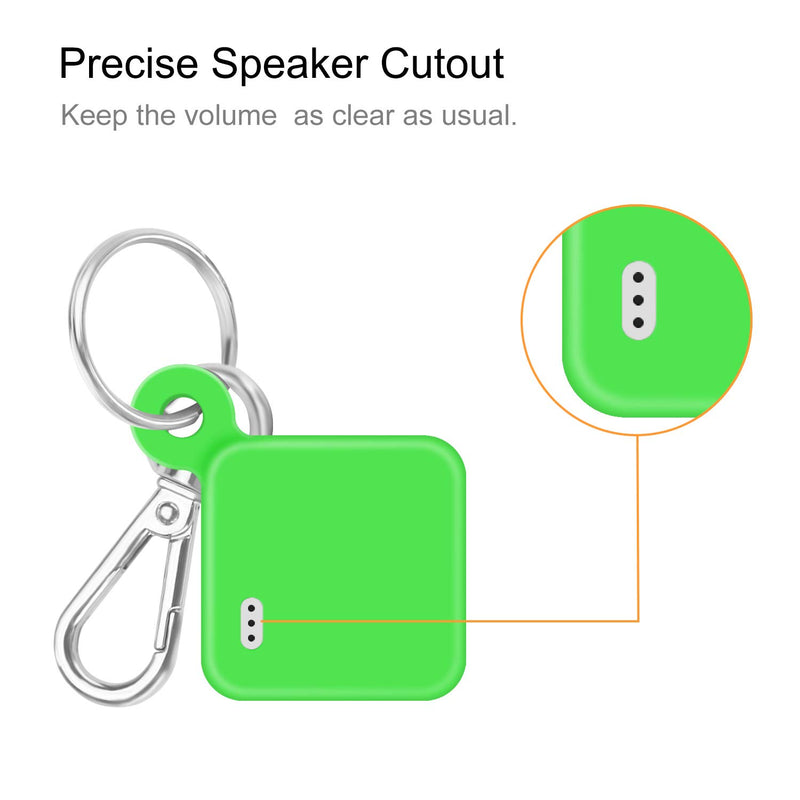 [2 Pack] Fintie Silicone Case with Carabiner Keychain for Tile Mate (2020 & 2018), Anti-Scratch Lightweight Soft Protective Sleeve Skin Cover, Green-Glow Green-Glow in the Dark